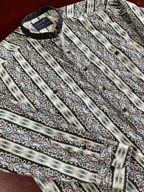 VTG Mens Wrangler XLong Tails Cowboy Southwest Paisley Western Shirt 16 1/2 - 34